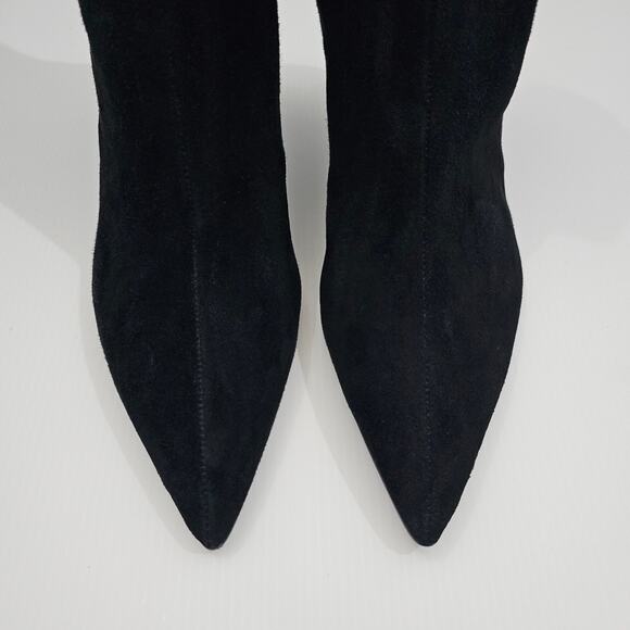 NEW Steve Madden Layan Ankle Bootie Womens 9 Black Suede Pointed Toe Heel - Picture 6 of 14